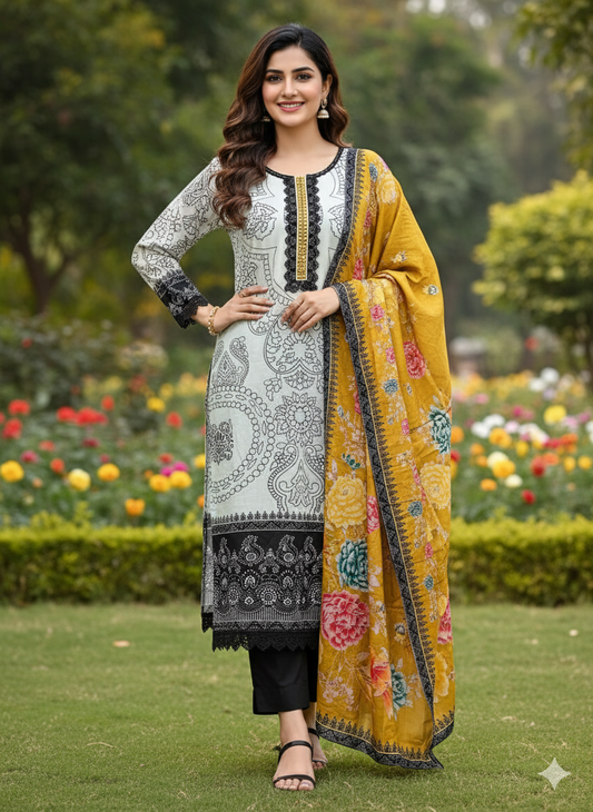 Pure Crepe Printed Salwar Suit