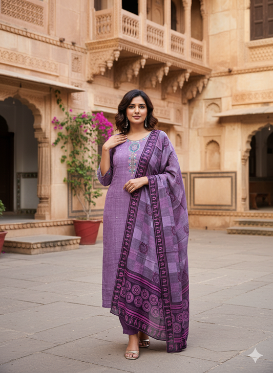 Pure Tissue Shimmer Salwar Suit With Embroidery