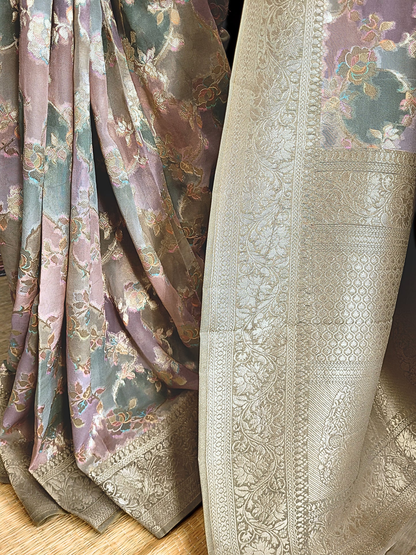 Pure Khadi Georgette Rangkat Saree