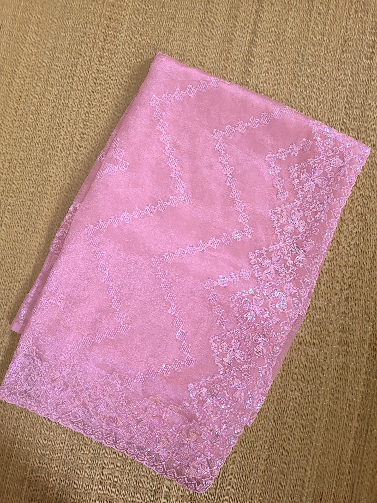 Organza Sequins Embroidery Saree