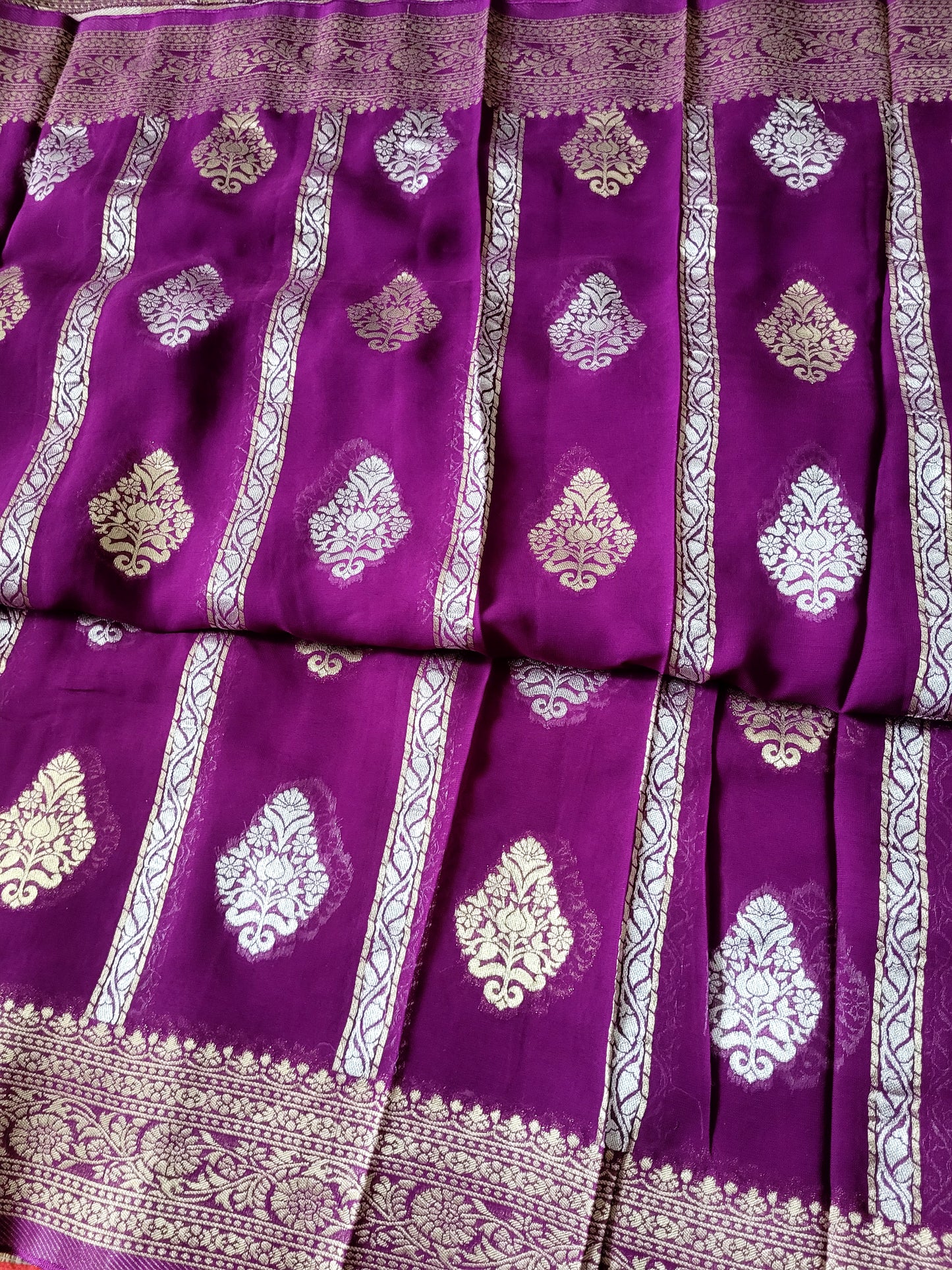 Banarasi Georgette Saree With Pure Raw Silk Zardosi Blouse