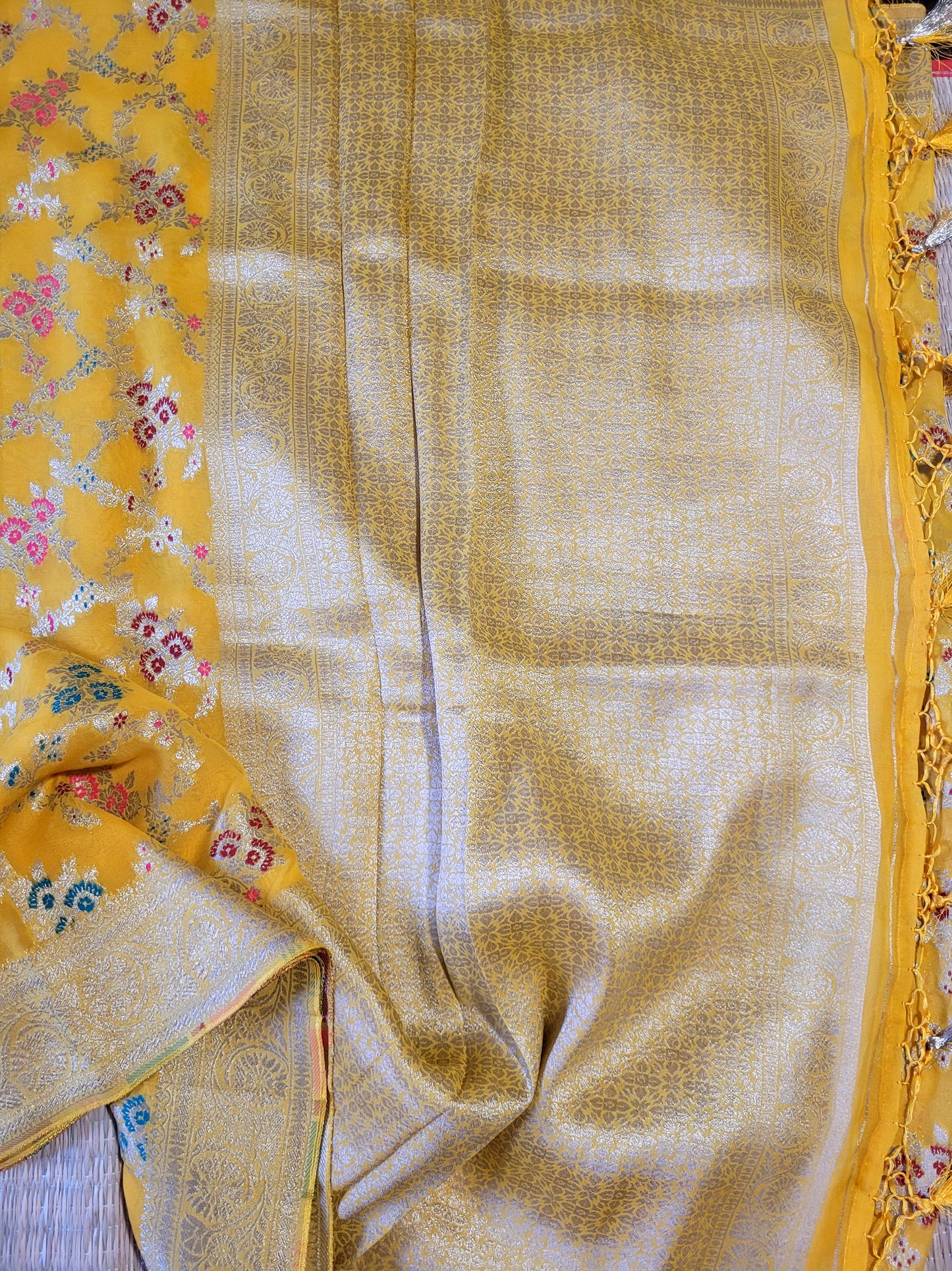 Pure Georgette Banaras Saree With Banaras Blouse