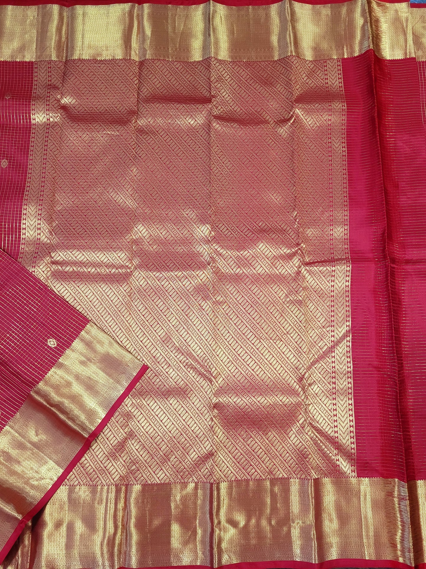 Pure Kanchipuram Handloom Silk Saree With Zari Checks