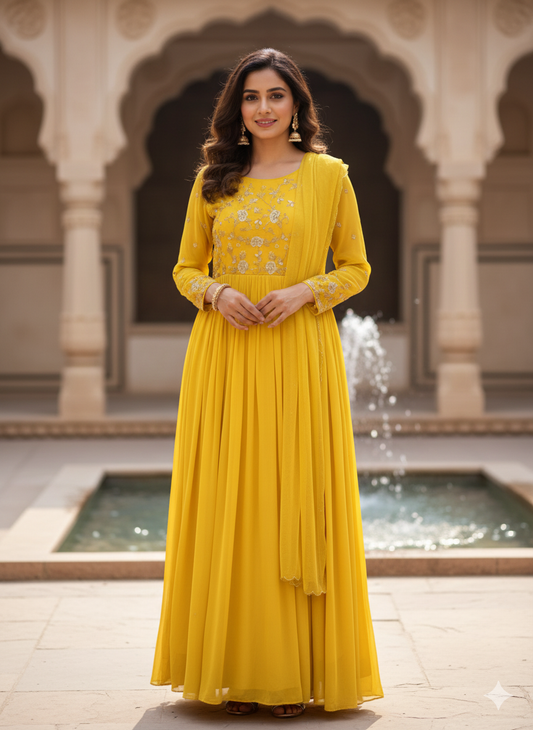 Georgette Embroidery Gown