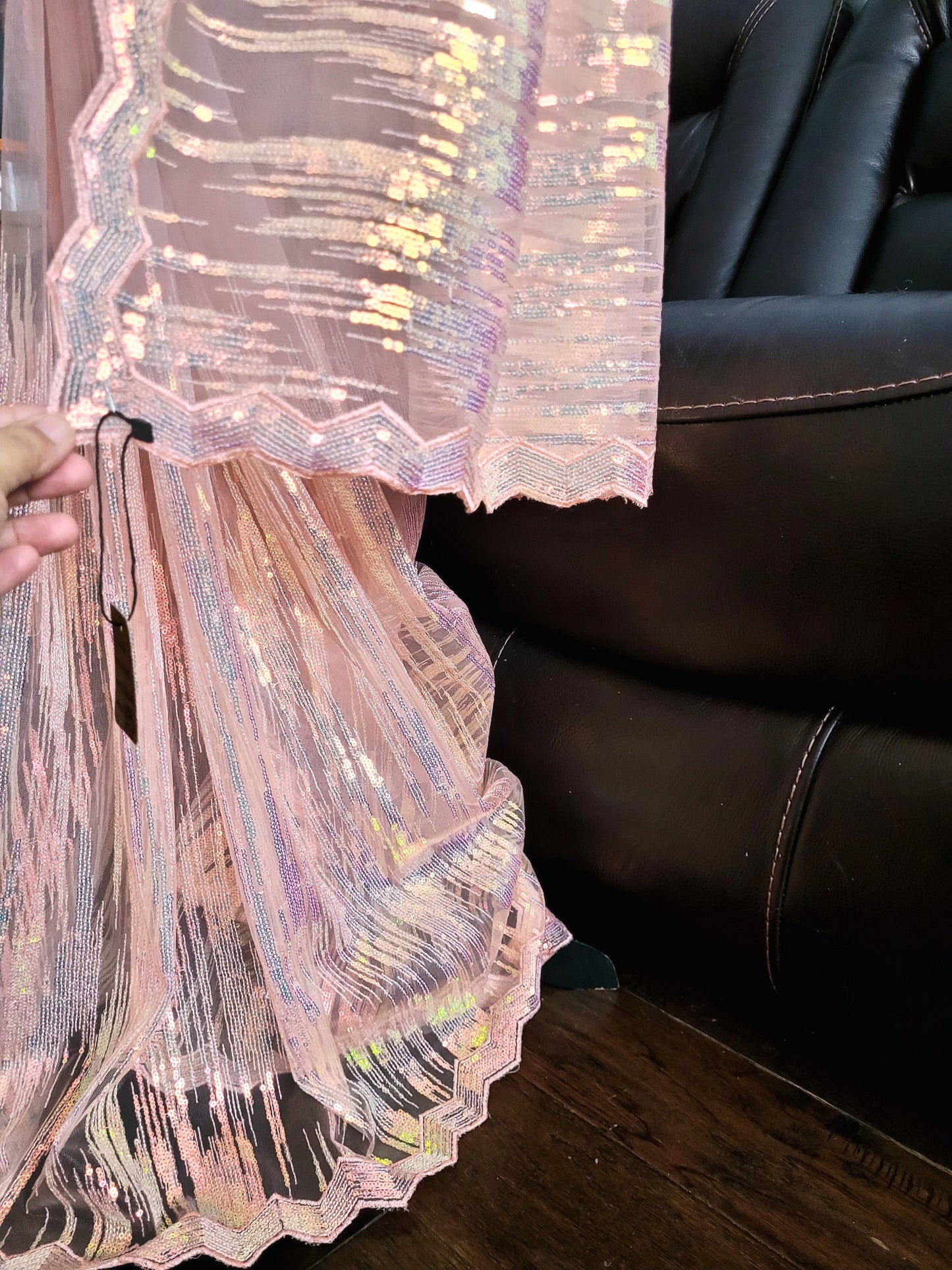 Premium Net Sequins Embroidery Saree