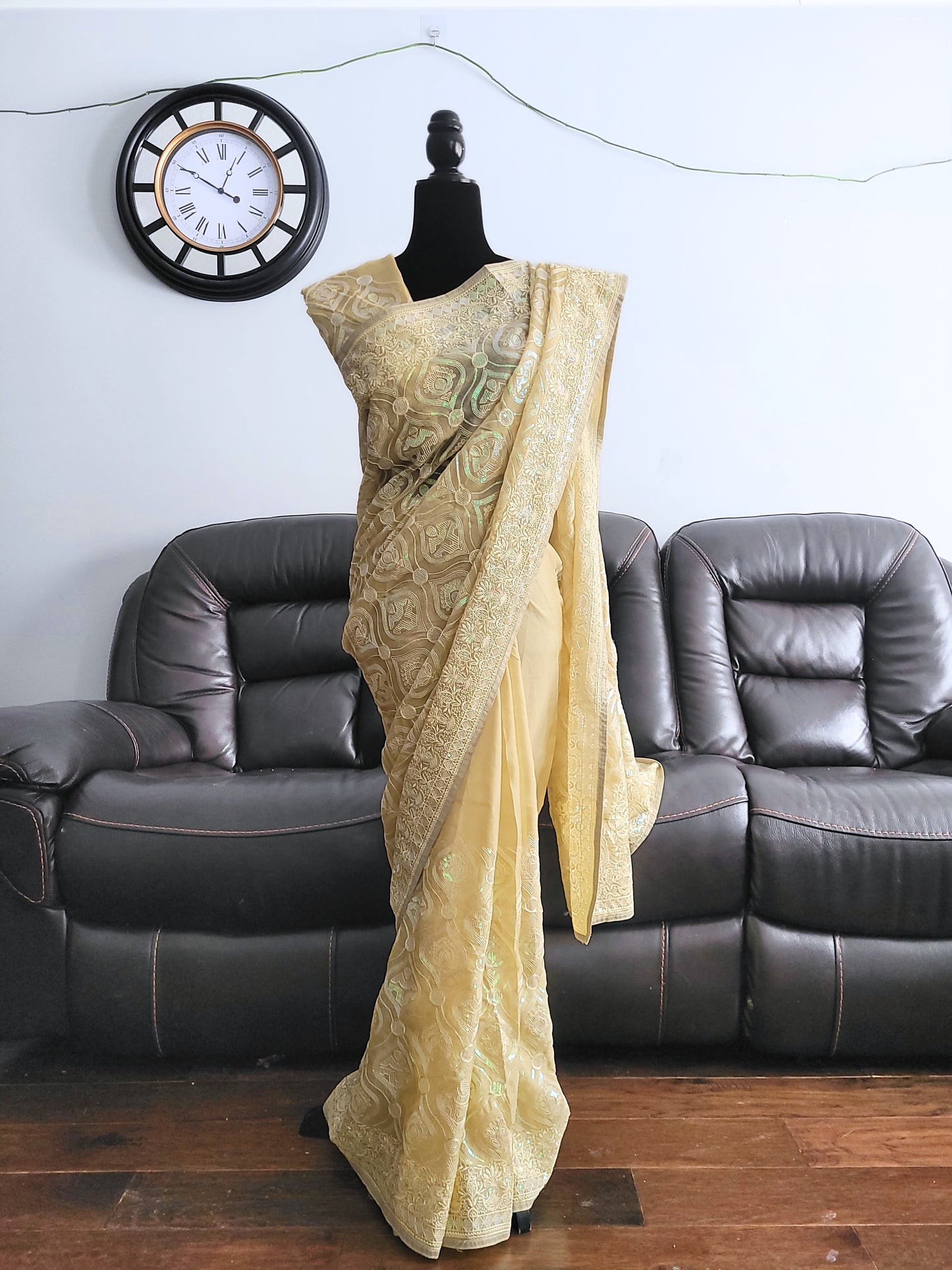 Premium Organza Tissue Silk Sequins Embroidery Saree
