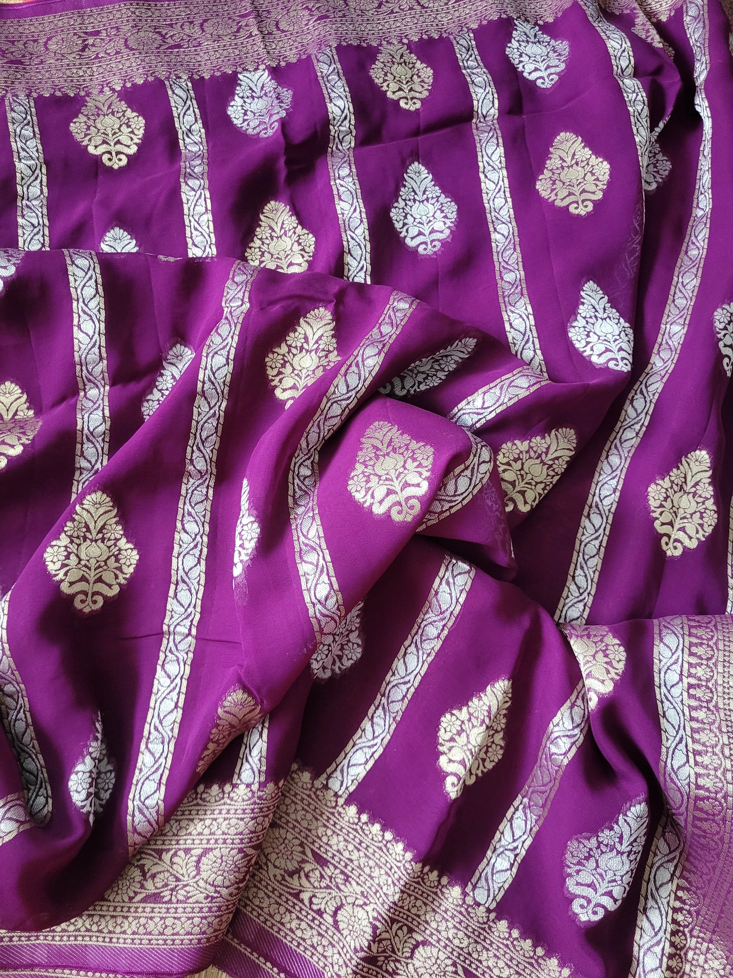 Banarasi Georgette Saree With Pure Raw Silk Zardosi Blouse