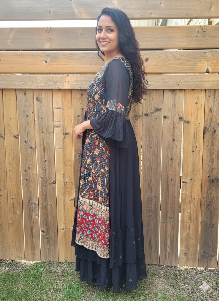 Georgette Printed Kalamkari Gown