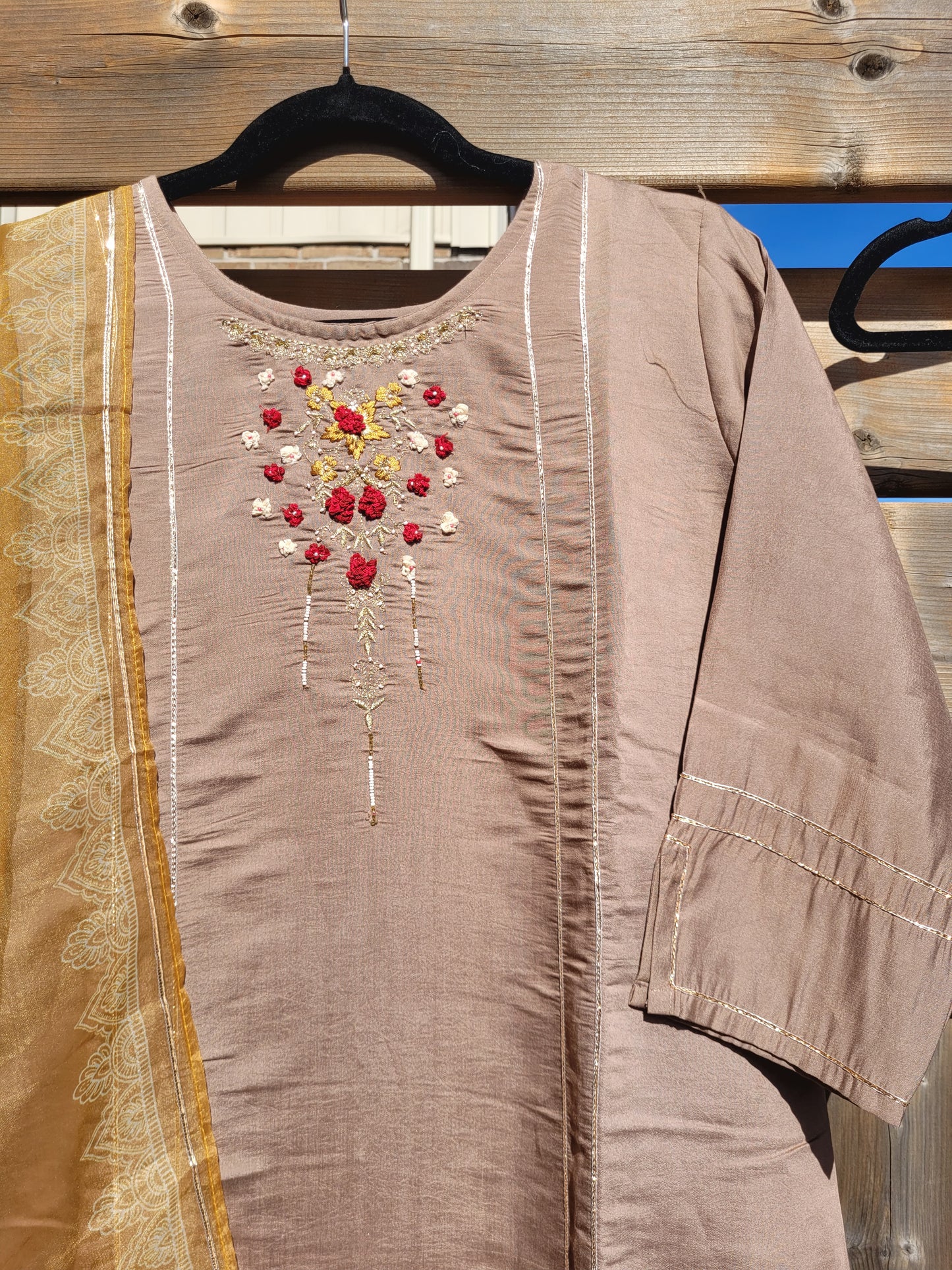 Muslin Salwar With Organza Dupatta