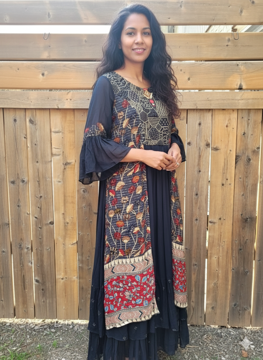 Georgette Printed Kalamkari Gown