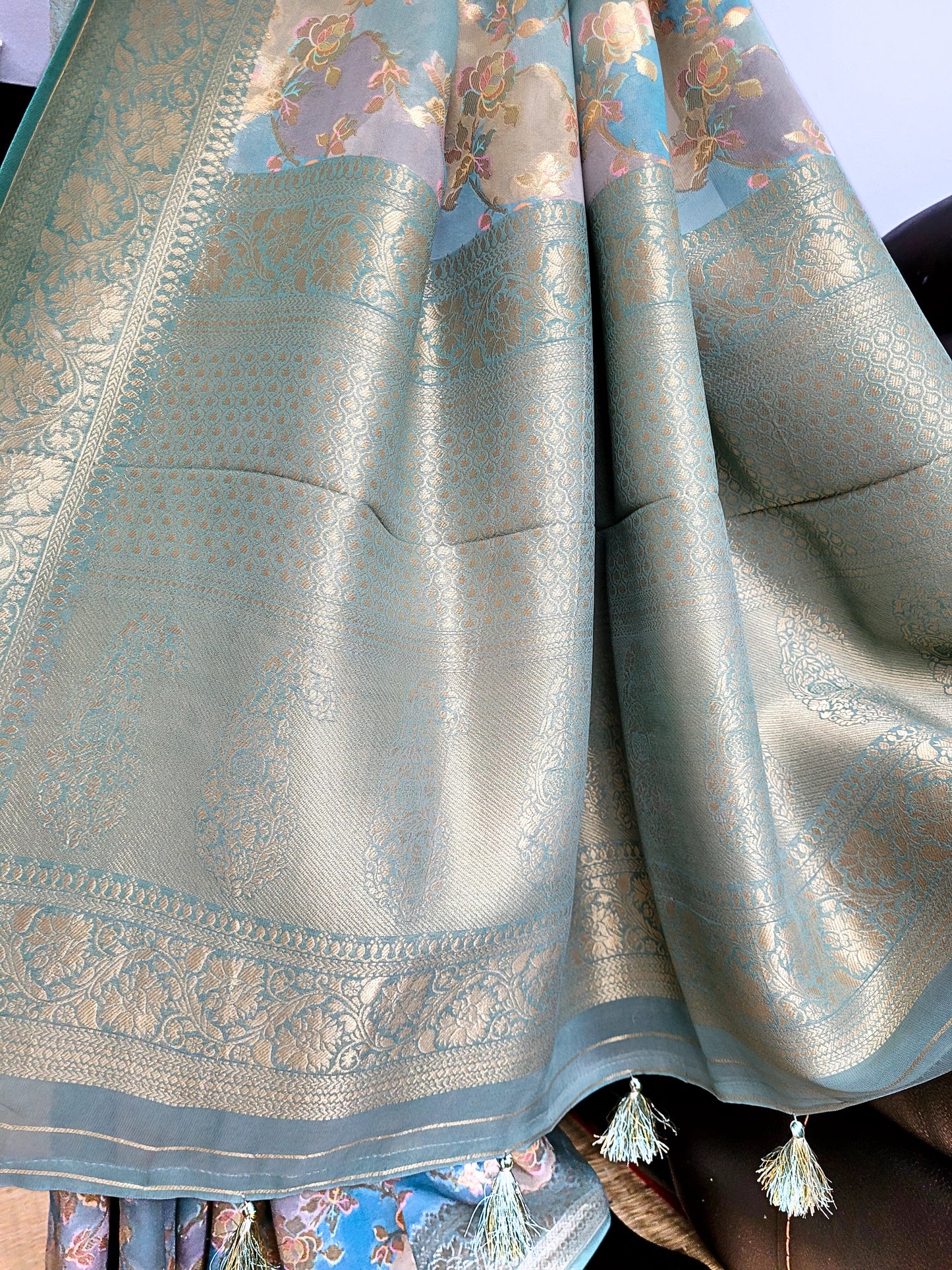 Pure Khadi Georgette Rangkat Saree