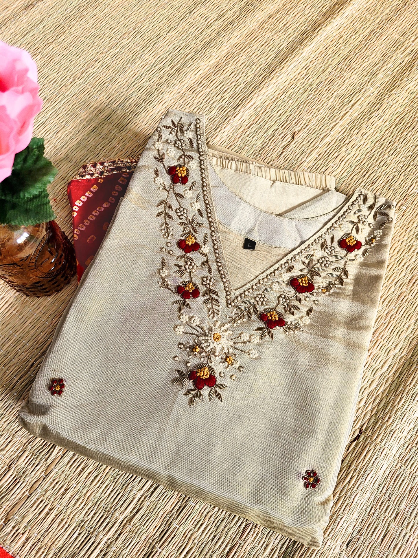 Pure Shimmer Tissue Salwar With Bandhani Dupatta