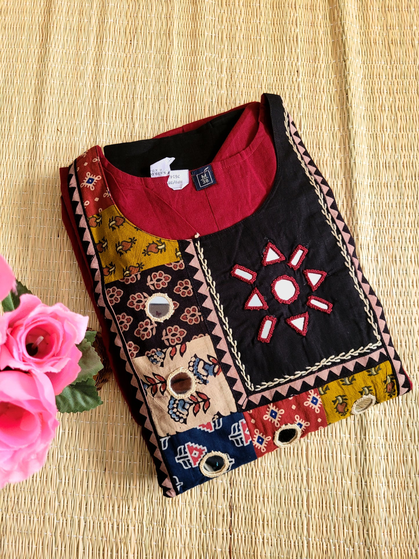 Cotton Anarkali Suit With Ajrakh Prints