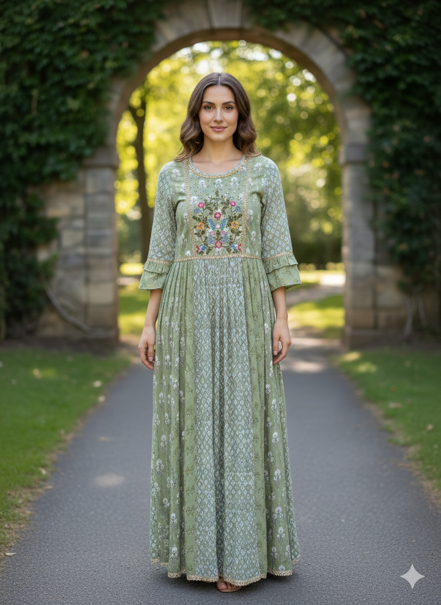 Printed Mul Cotton Gown