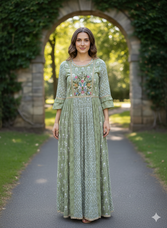 Printed Mul Cotton Gown