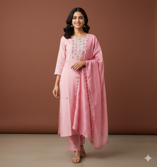 Salwar Suit With Silk Dupatta