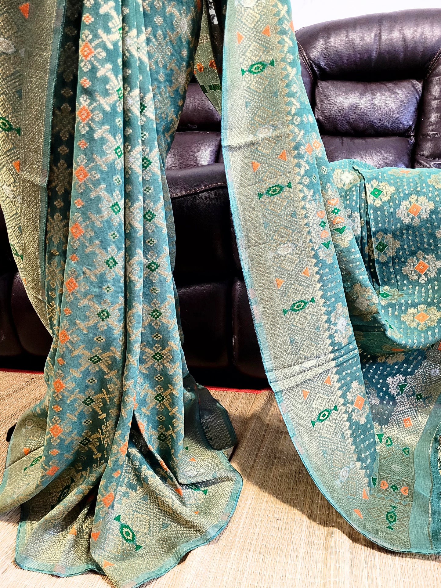 Premium Khadi Banaras Georgette Saree