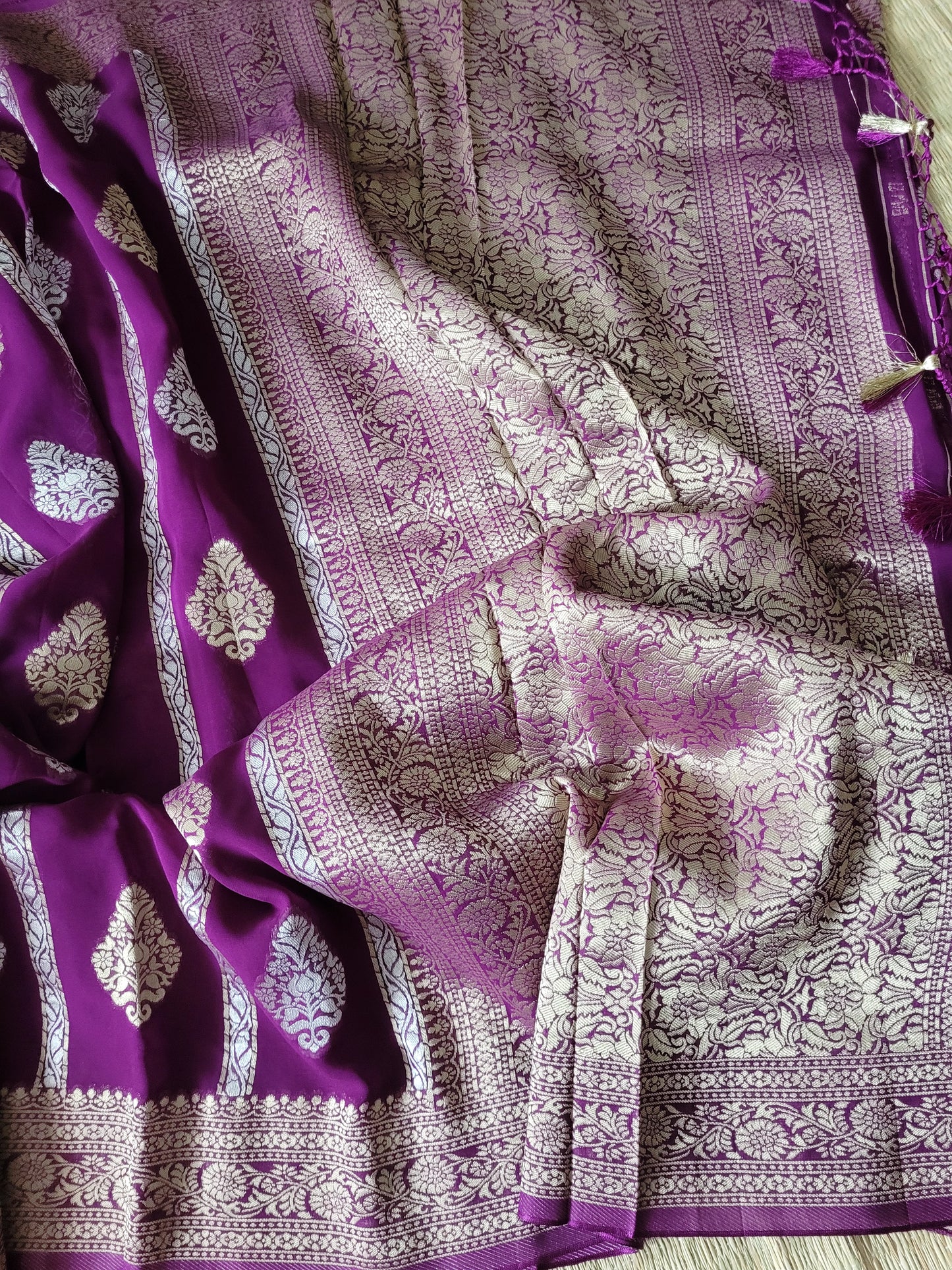Banarasi Georgette Saree With Pure Raw Silk Zardosi Blouse