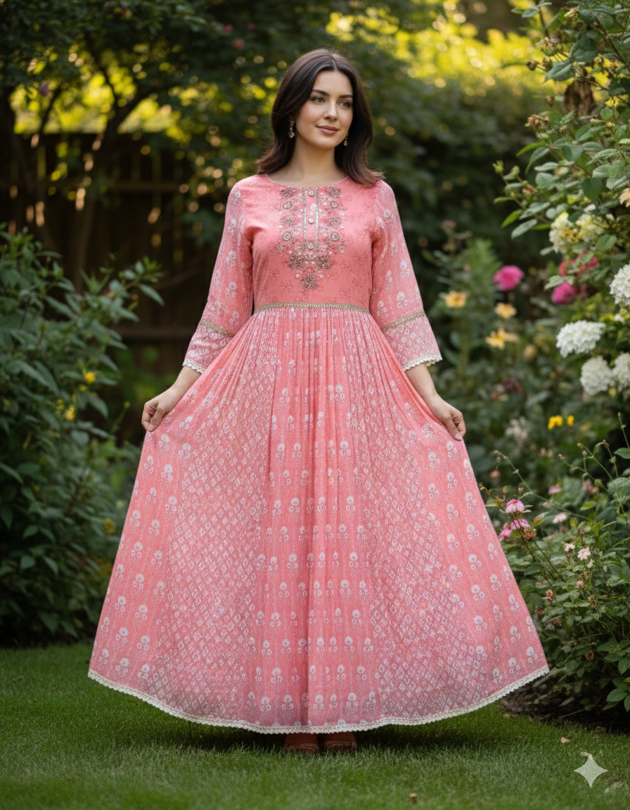 Printed Mul Cotton Gown