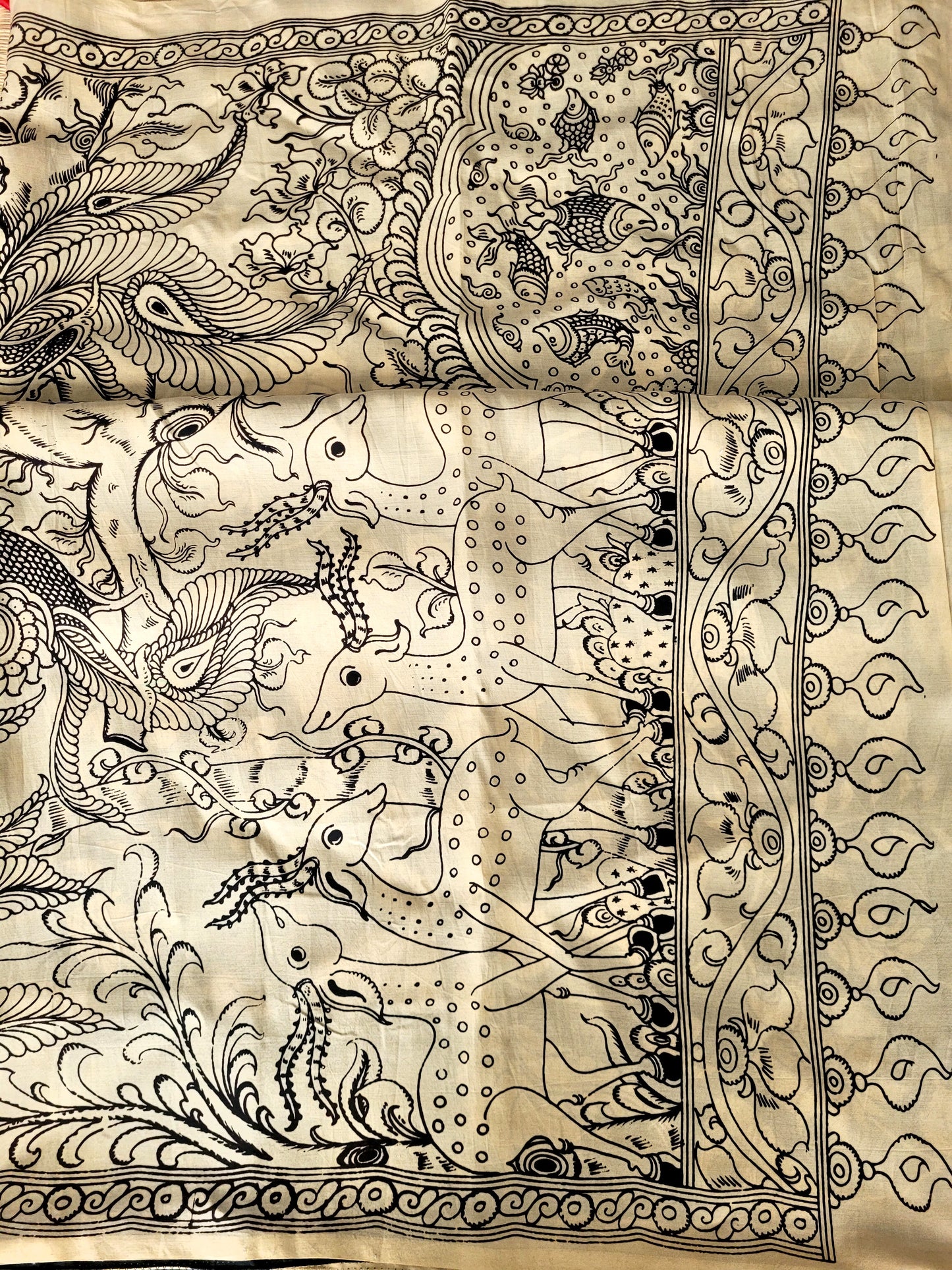 Pen Kalamkari On Chennuri Silk Saree