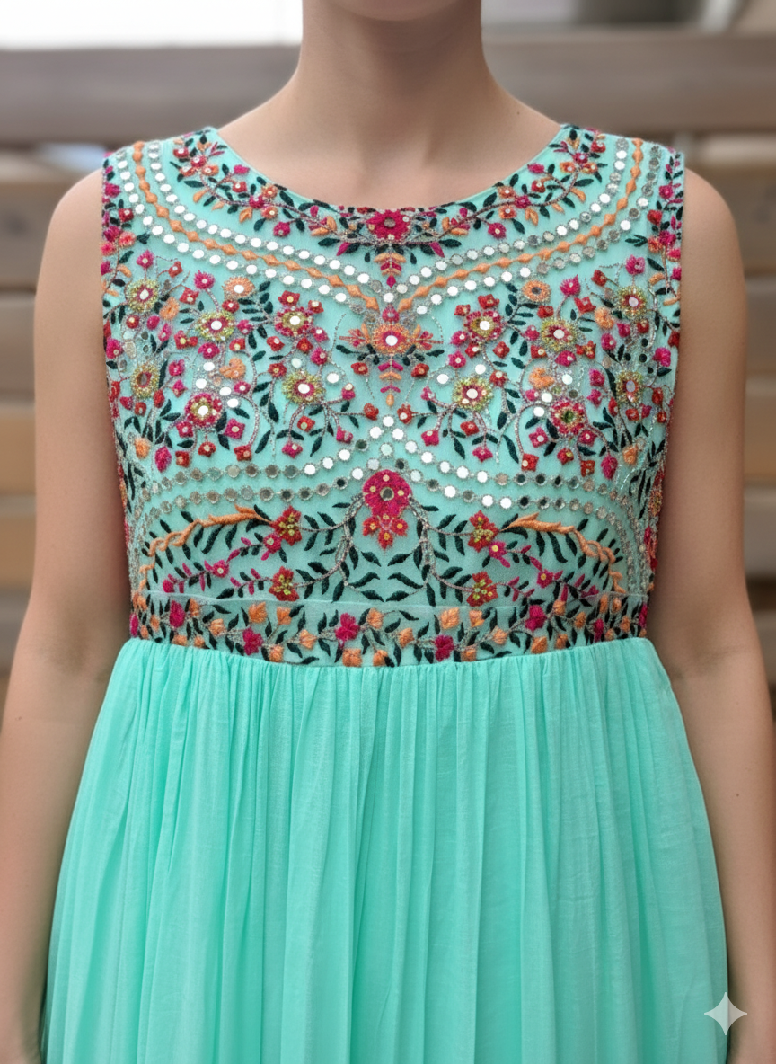 Mul Cotton Embroidery Gown