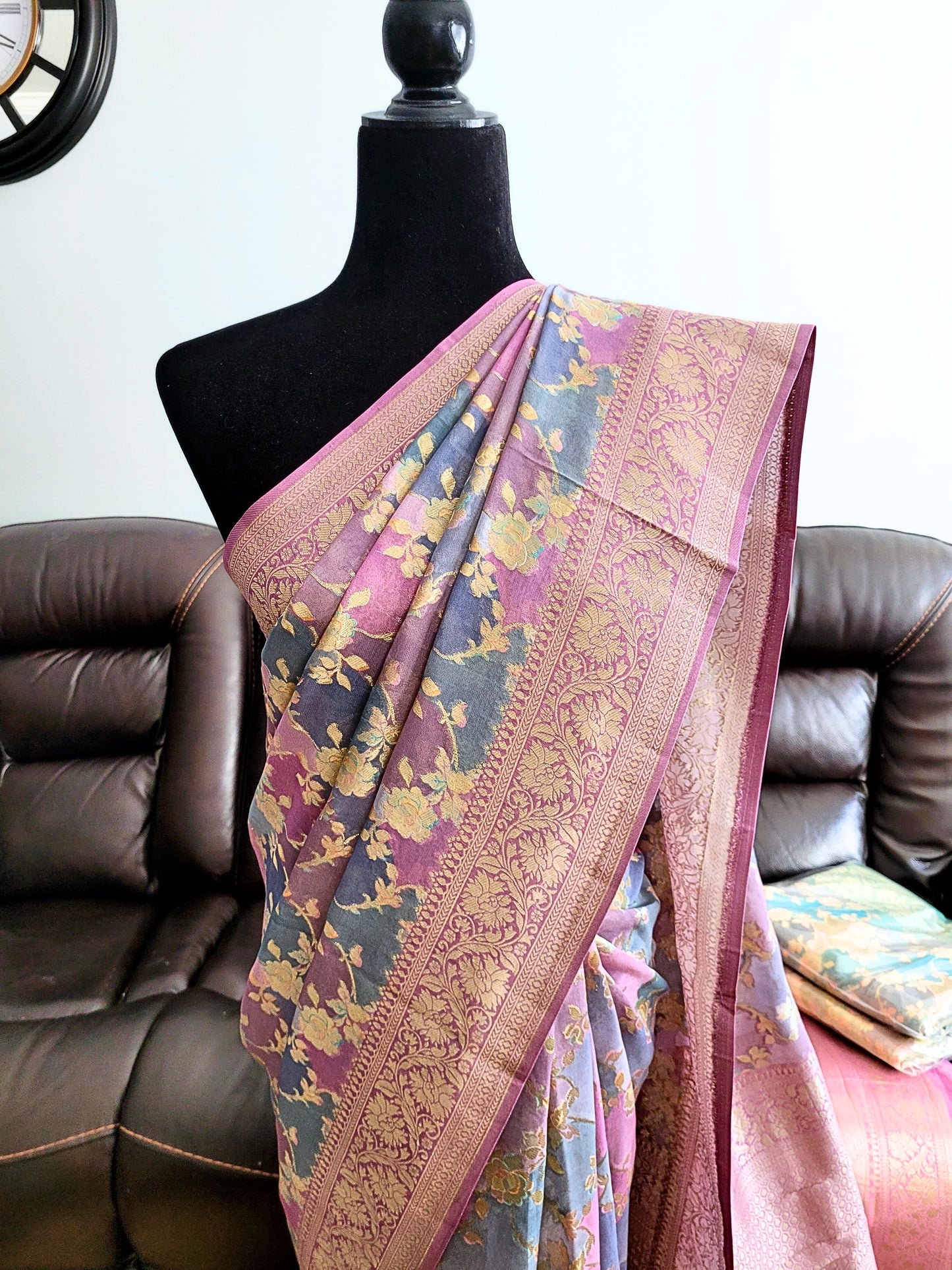 Pure Khadi Georgette Rangkat Saree