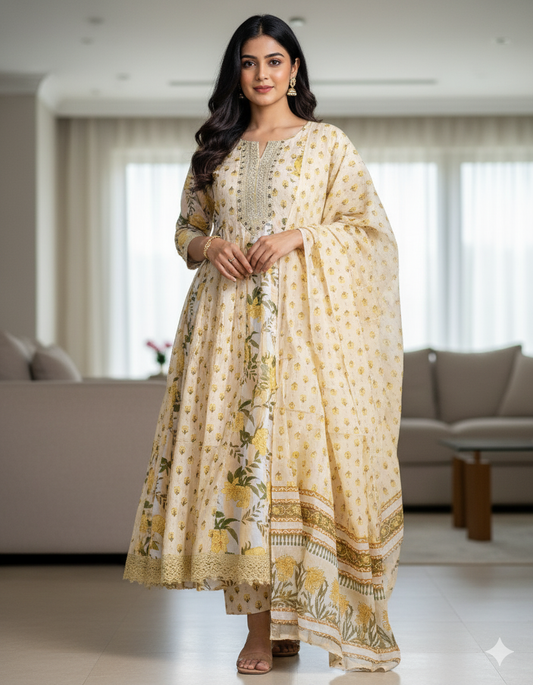 Cotton Printed Anarkali Suit