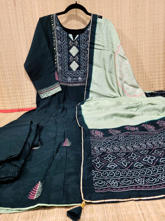 Muslin Anarkali Suit With Dupatta