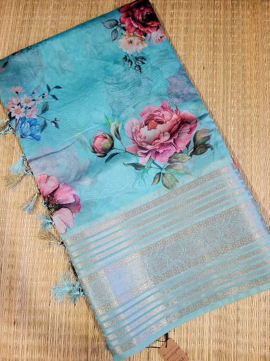 Printed Organza Banaras Saree