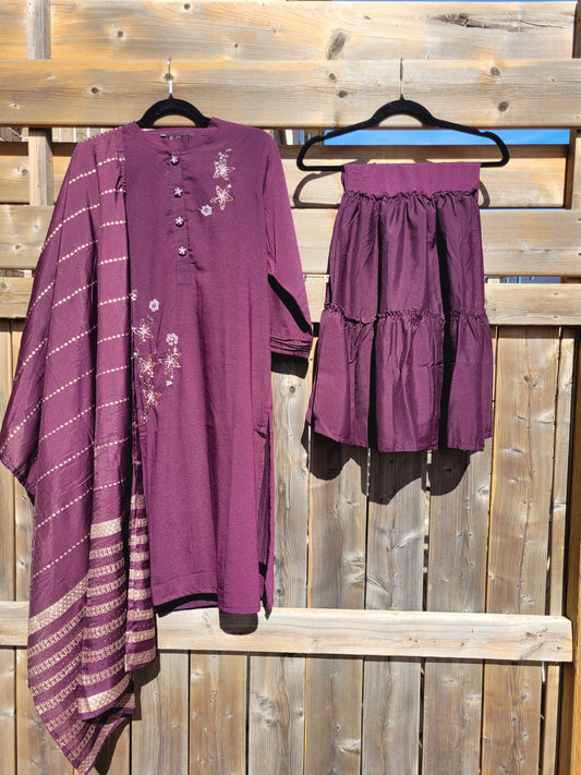 Muslin Sharara Salwar With Embroidery