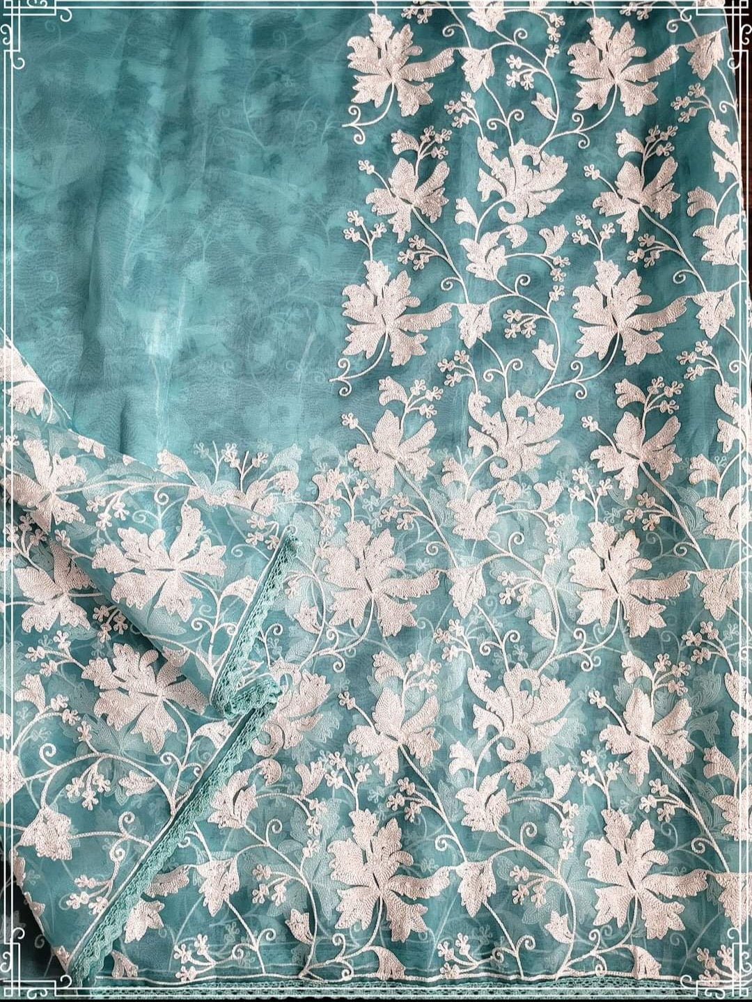 Organza Embroidered Saree