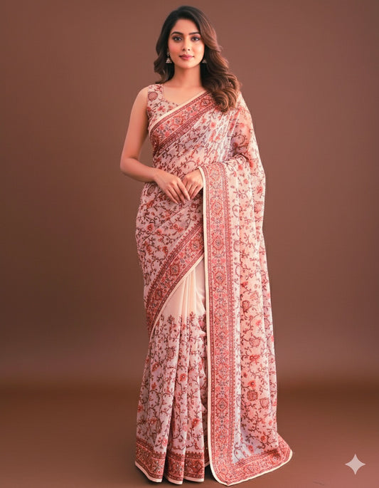Premium Georgette Saree With Parsi Embroidery