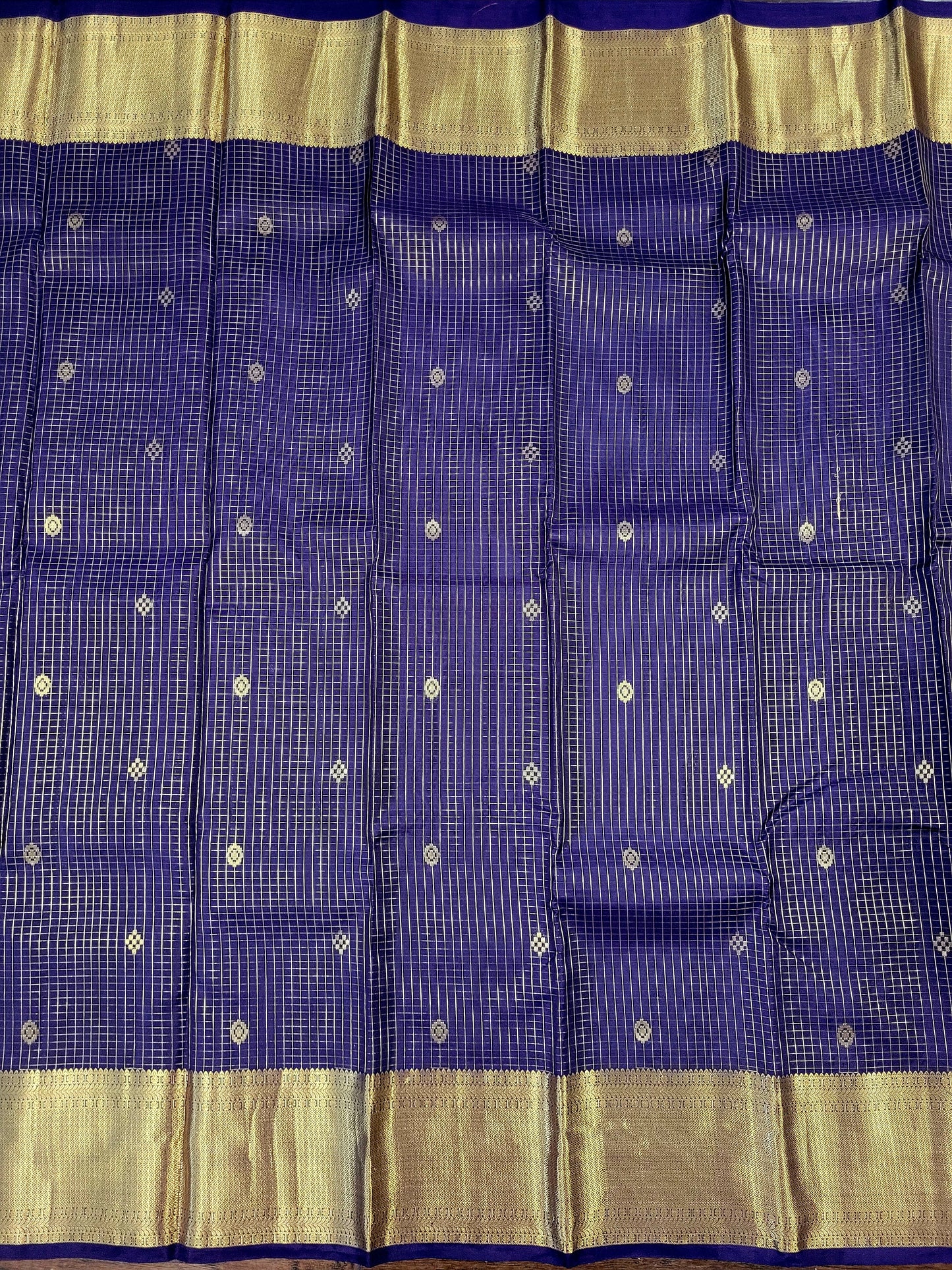 Pure Kanchipuram Handloom Silk Saree With Zari Checks
