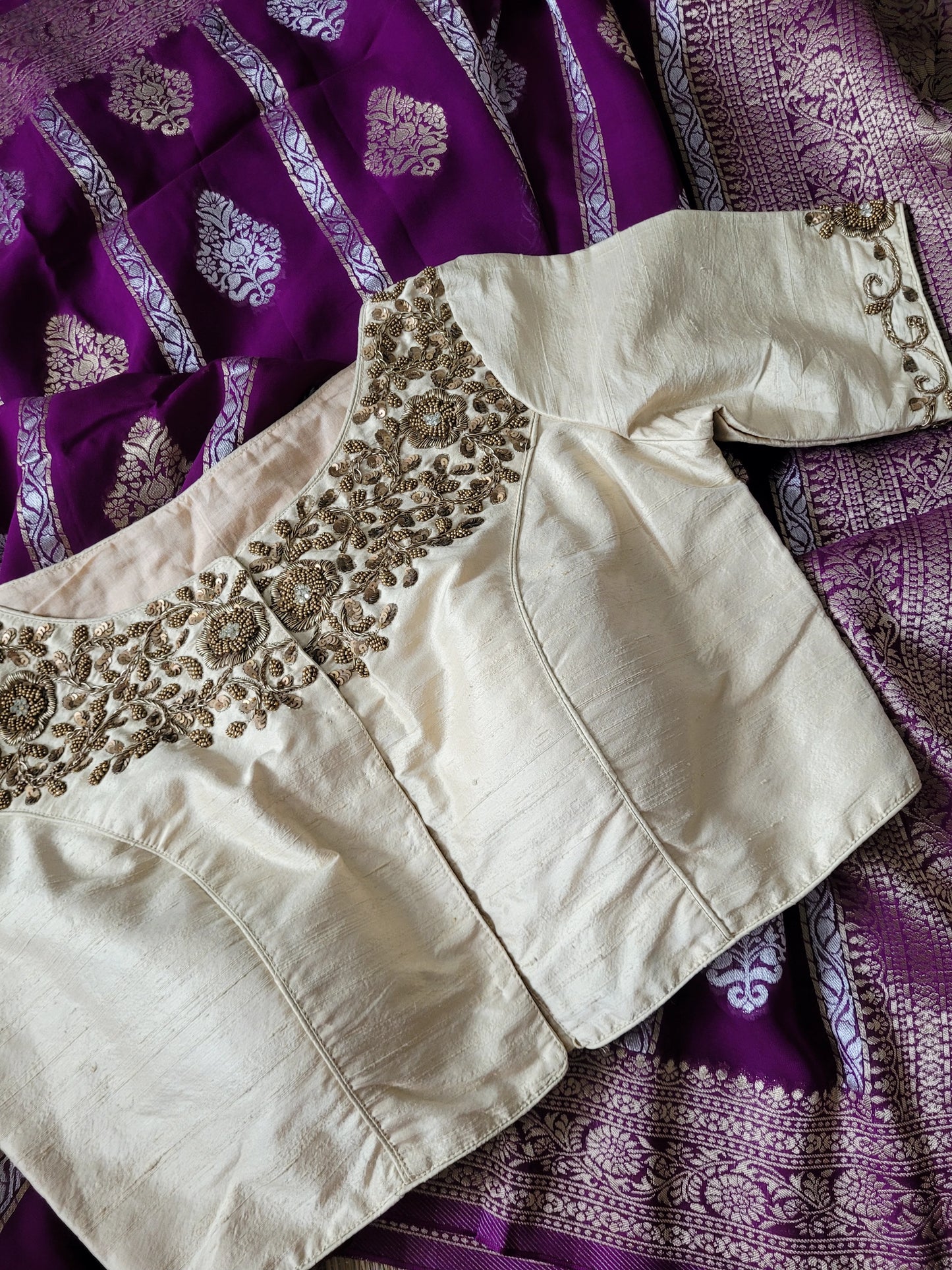 Banarasi Georgette Saree With Pure Raw Silk Zardosi Blouse