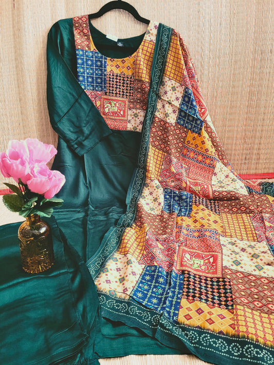 Modal Silk Salwar Suit With Ajrakh Prints