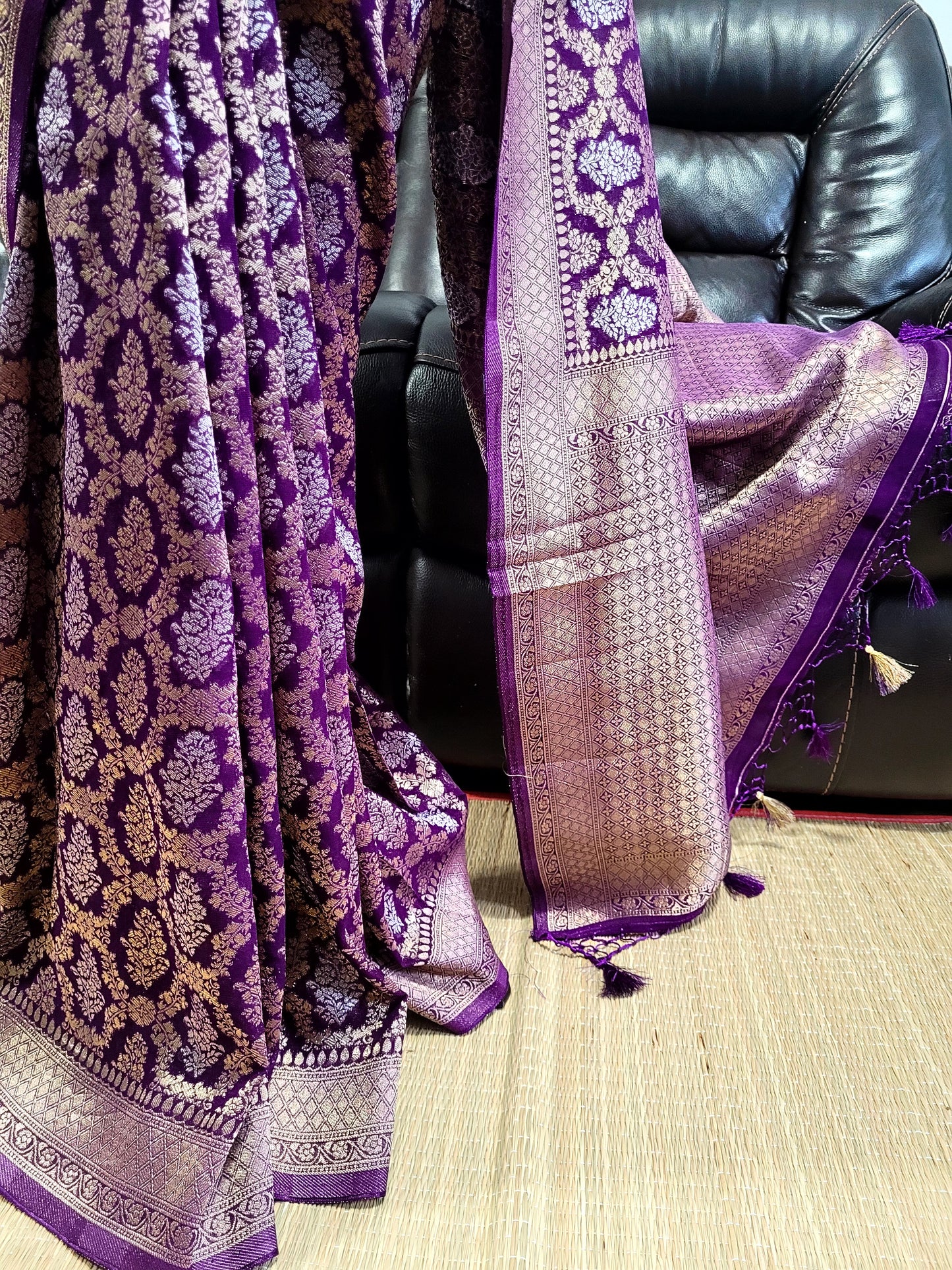 Premium Khadi Banaras Georgette Saree