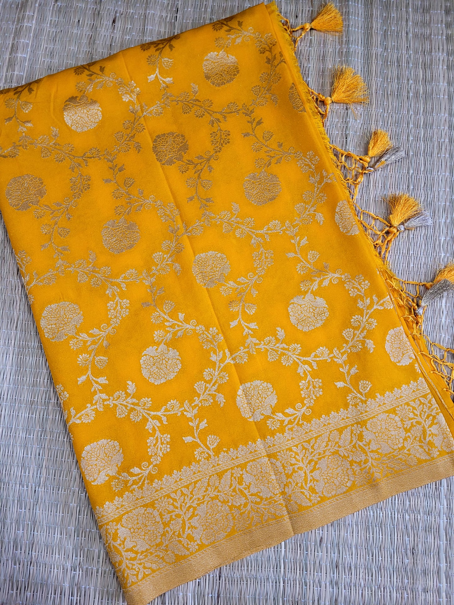 Semi Georgette Banaras Silk Saree