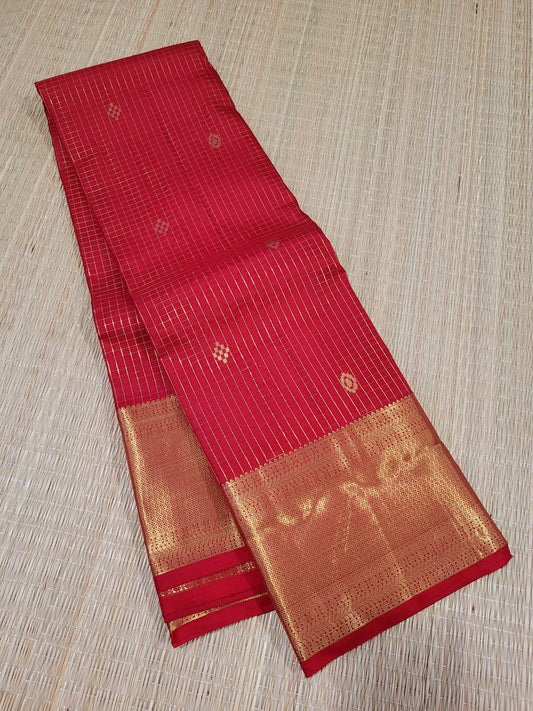 Pure Kanchipuram Handloom Silk Saree With Zari Checks