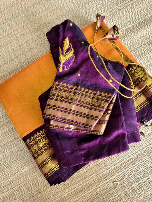 Pure Kanjivaram Sico Saree With Stitched Blouse