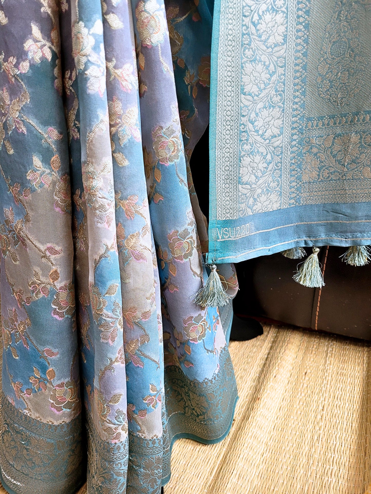 Pure Khadi Georgette Rangkat Saree