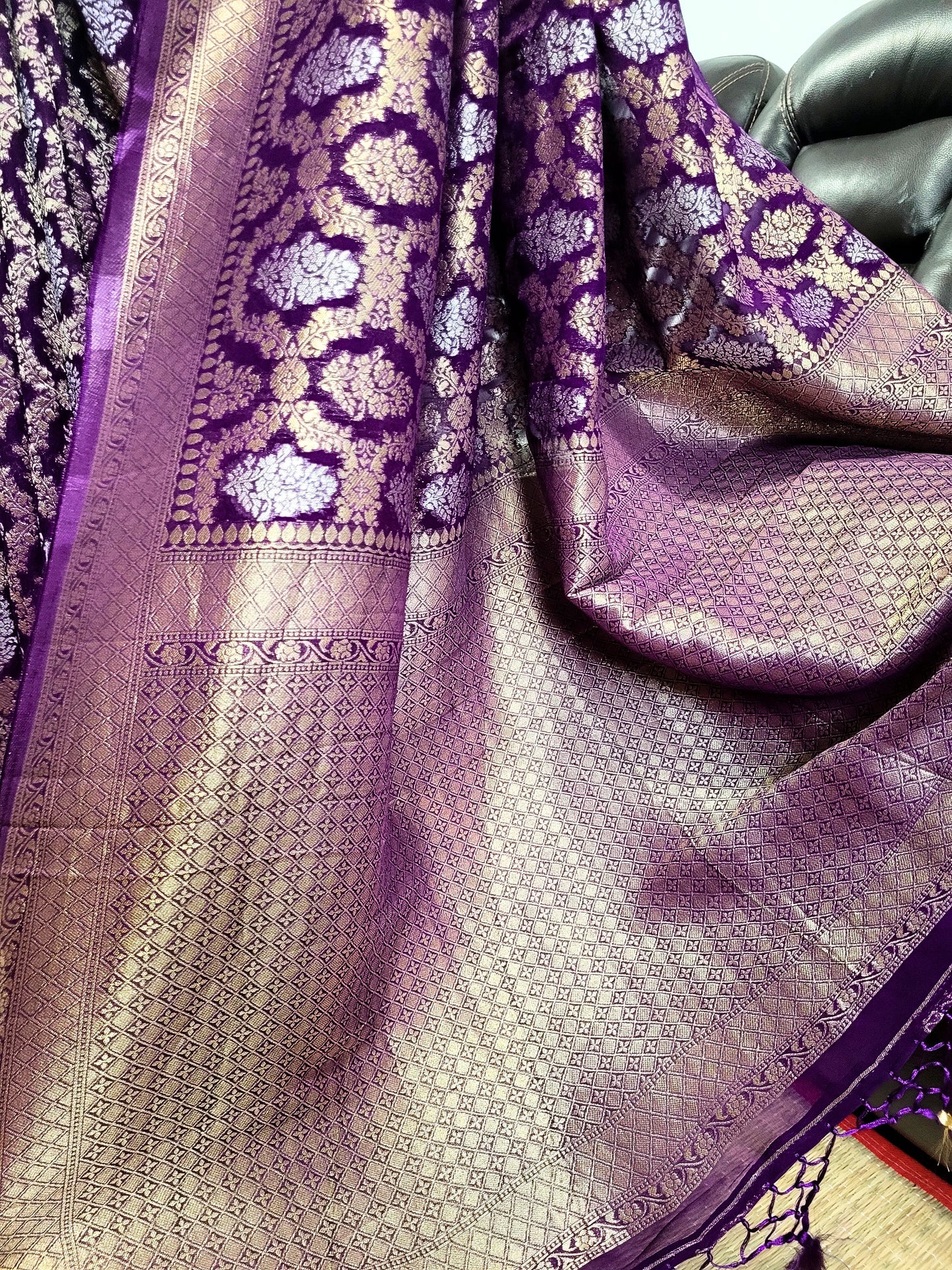 Premium Khadi Banaras Georgette Saree
