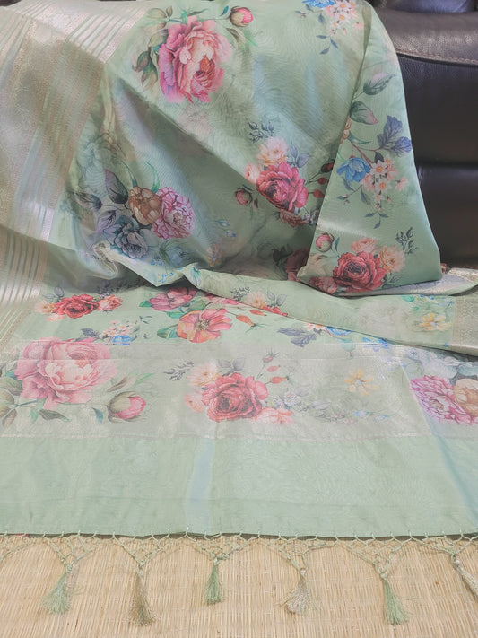 Printed Organza Banaras Saree