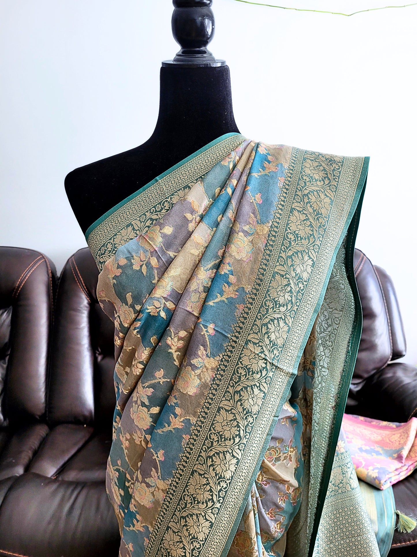 Pure Khadi Georgette Rangkat Saree