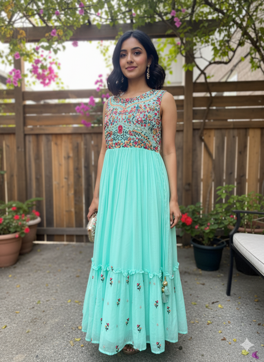 Mul Cotton Embroidery Gown