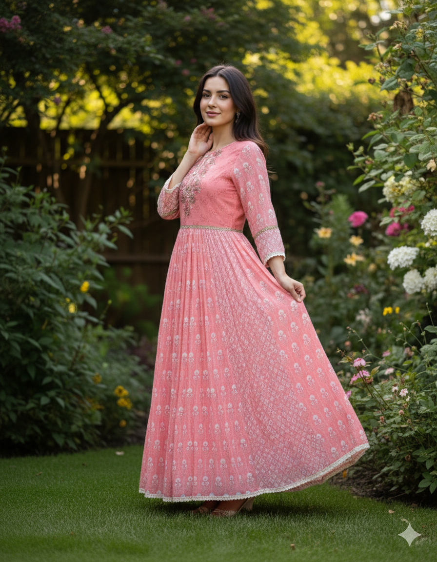 Printed Mul Cotton Gown