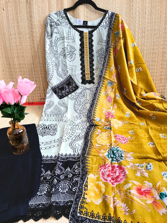 Pure Crepe Printed Salwar Suit