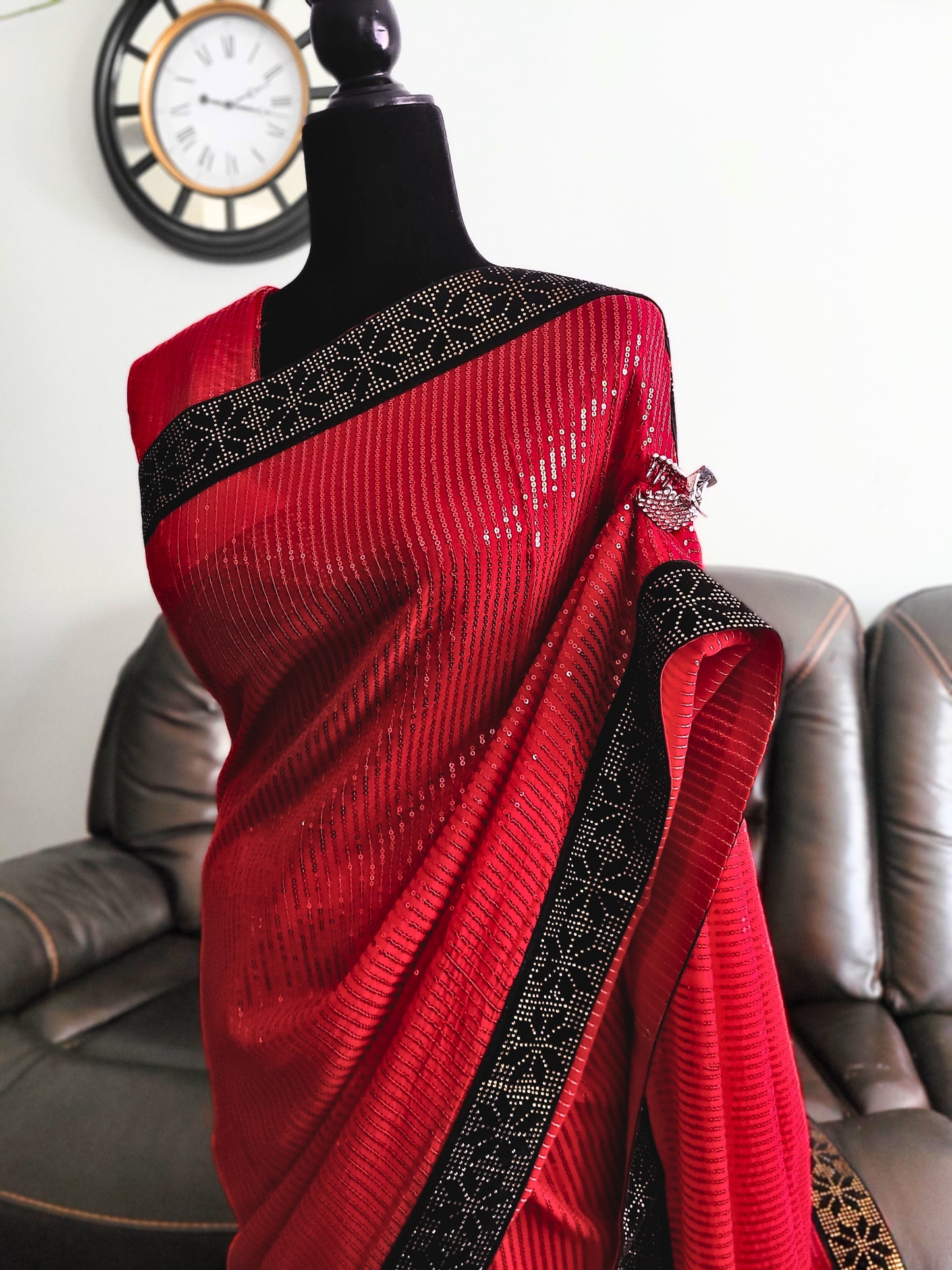 Premium Georgette Sequins Embroidery Saree