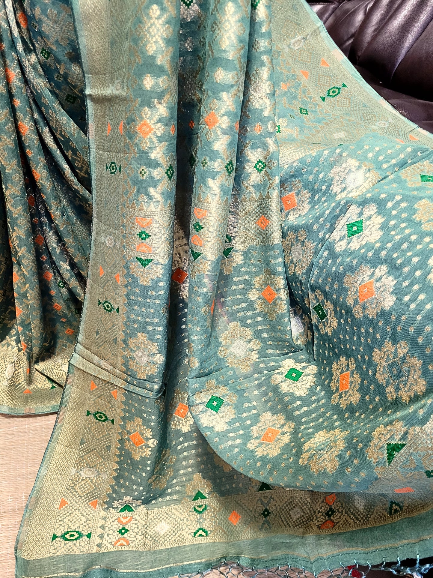 Premium Khadi Banaras Georgette Saree