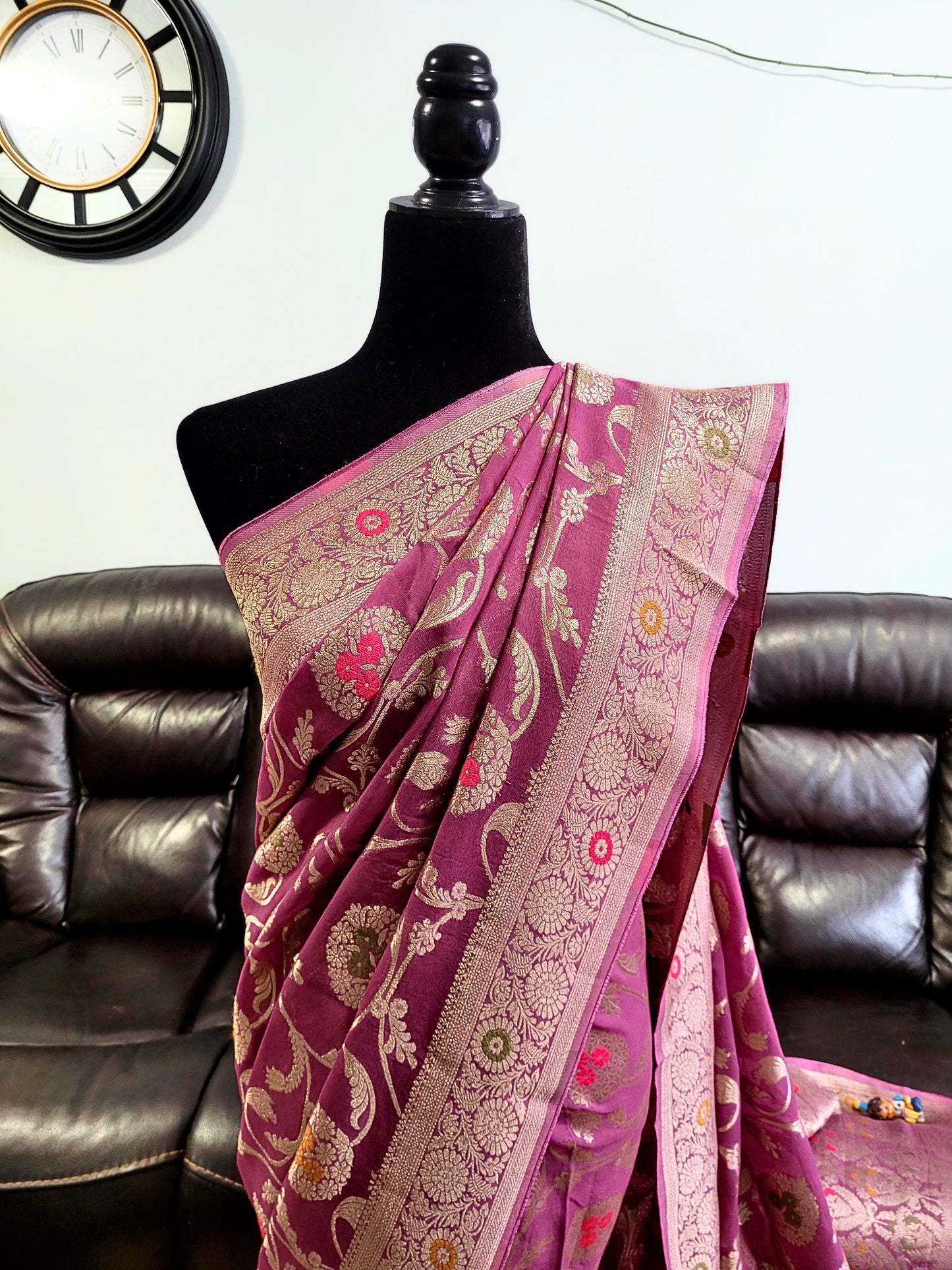 Premium Khadi Banaras Georgette Saree