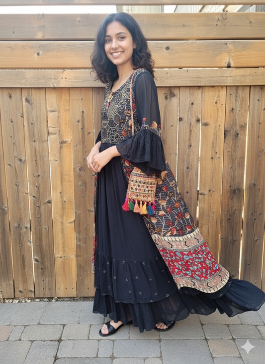 Georgette Printed Kalamkari Gown